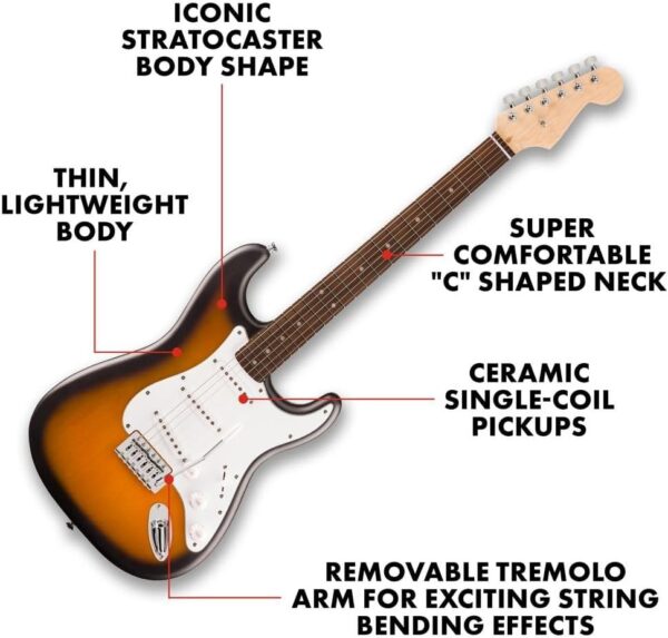 Stratocaster Electric Guitar, Beginner Guitar, with 2-Year Warranty, 2-Color Sunburst with Matte Finish, OEM/ODM