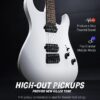 61Pp0euF04L._AC_SL1500_ Electric Guitar, Matte Finish 39 Inch Metal Electric Guitar Beginner Kits with Bag, Strings, Strap, Cable, Strings Dampener for Rock Music Lover, (Matte White)