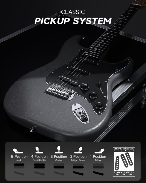 Electric Guitar 39” Beginner Electric Guitar Kit with Amp, Classic SSS Pickup Complete with Gig Bag, Tuner, Capo, Strap, Picks, OEM/ODM