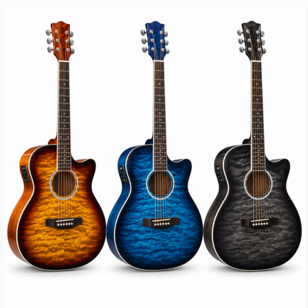 Acoustic-Electric Guitar (Transparent Black Sunburst) OEM/ODM